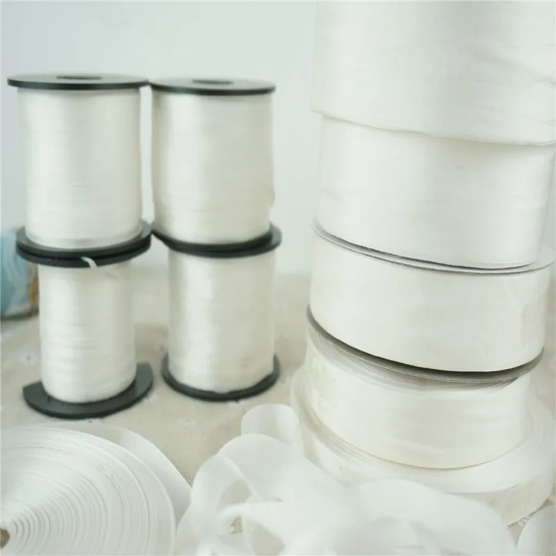 32mmX90m Undyed White 100% Pure Silk Embroidery Ribbon Thin Taffeta Silk Satin Print Ribbon Handcraft