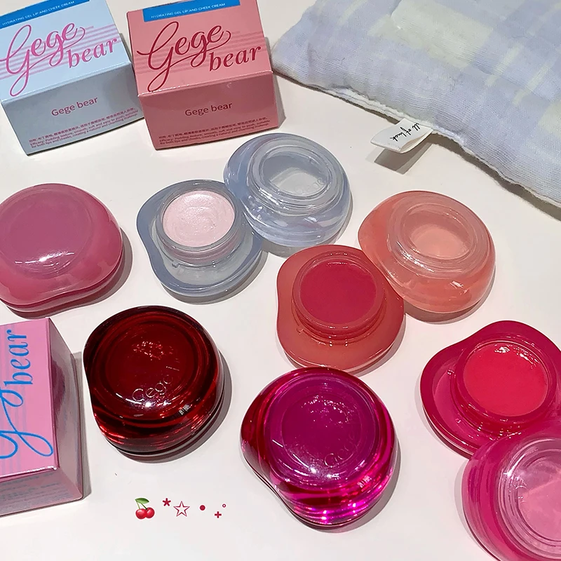 ゲゲベア 3in1 ジェリーバーム - リップ、チーク＆グローハイライター、保湿シアーティント、ベビースキン効果のためのウォーターライトデューイフィニッシュ