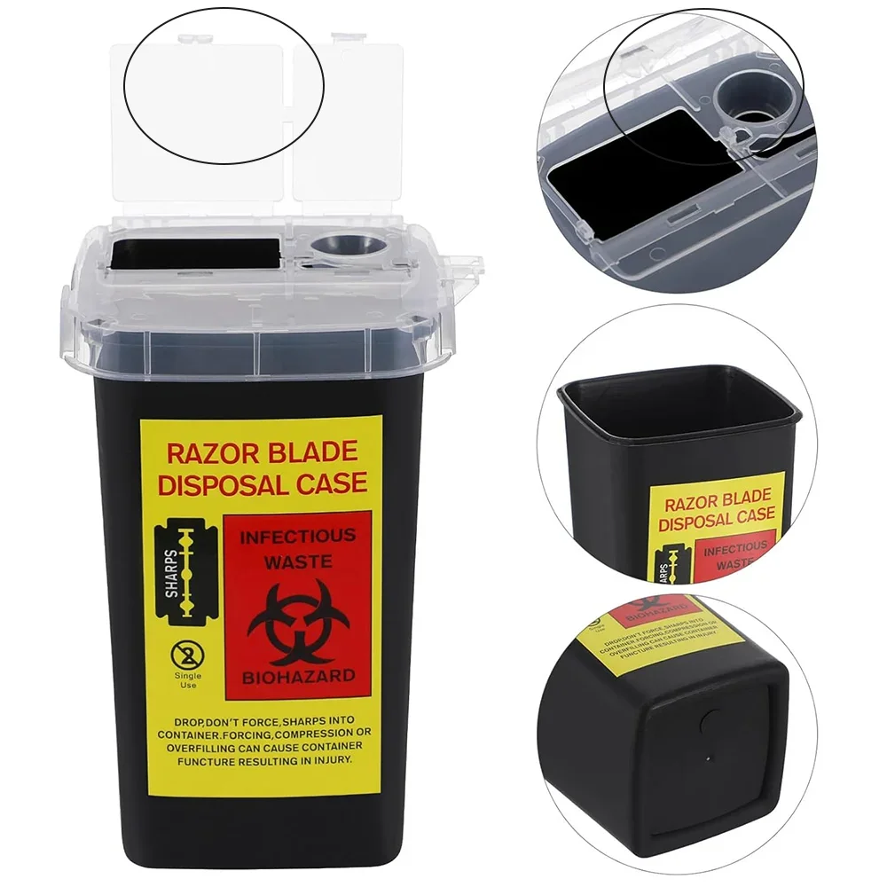 1L Plastic Sharps Container, Tattoo Needles Tattoo Medical Plastic Sharps Container, Needle Disposal Waste Boxes Trash Collector