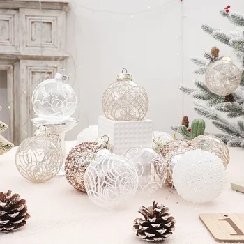 Christmas Decorations 8cm/6pcs Boutique Transparent Painted Christmas Ball Gift Box…
