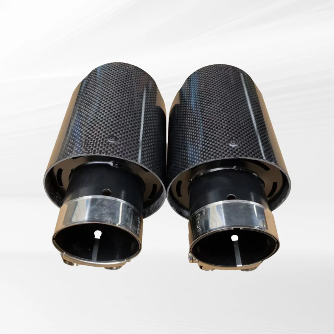 1Pcs Automobile universal carbon fib exhaust tail throat single outlet exhaust nozzle bright stainless steel exhaust tip