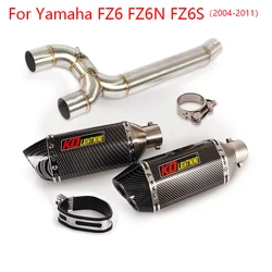 Motorcycle Exhaust System Dual-outlet Pipe Mid Link Tube Slip On 51mm Mufflers Removable DB Killer For Yamaha FZ6 FZ6N FZ6S