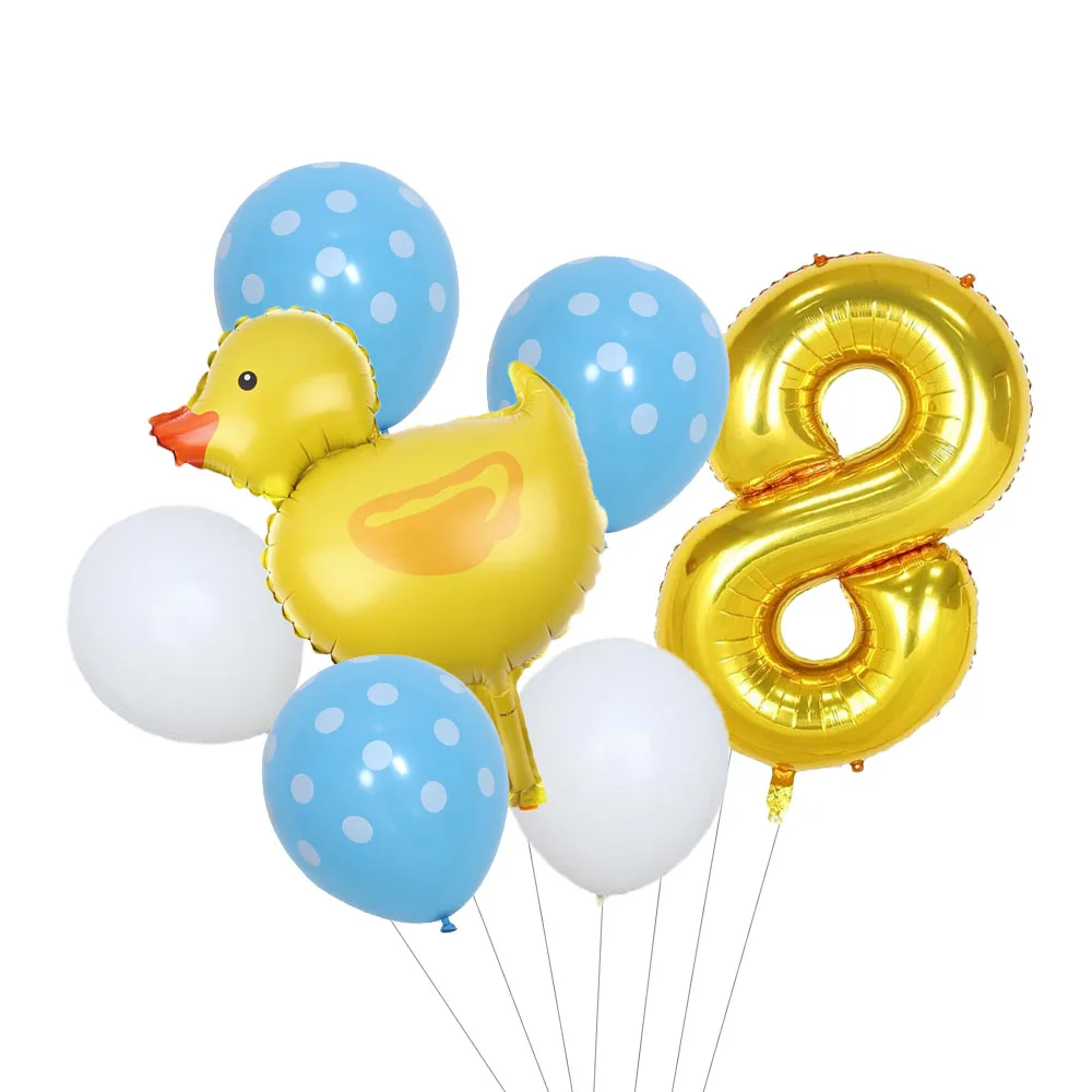 Mini Duck Foil Balloons Set, Balão Número de Ouro para Crianças, Festa de Aniversário, Baby Shower Decoração Suprimentos, 32 \