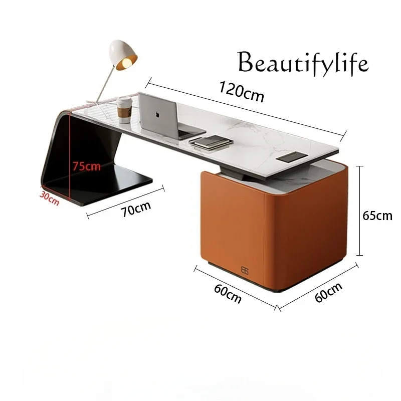 household solid wood desk Italian antique minimalist rock slab desk  طاولة قيمنق