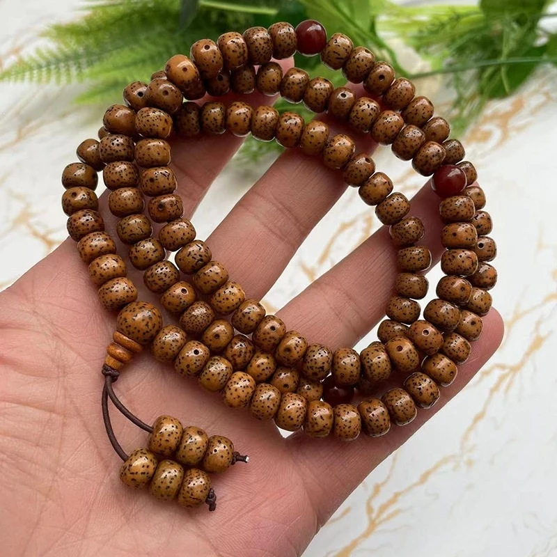 New Natural - , Aged-Moon Bodhi Seed Buddhist Prayer Bracelet 108 Beads Women