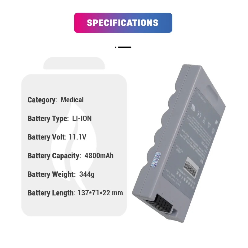 Li-ion 11.1V 4800mAh Replacement 0146-00-0091-01 Lithium Ion Ultrasound Medical Battery for DP-10 DP-20 DP-30 V12 V21