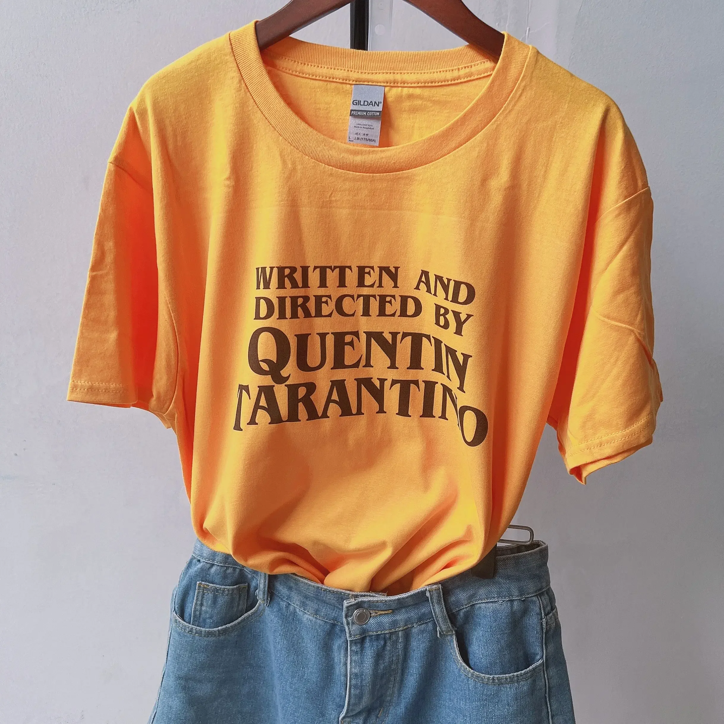 4002Written Quentin Letter Printed T Shirt  Retro desert Tees Women Short Sleeve Cotton Fashion O-Neck Printing Tops