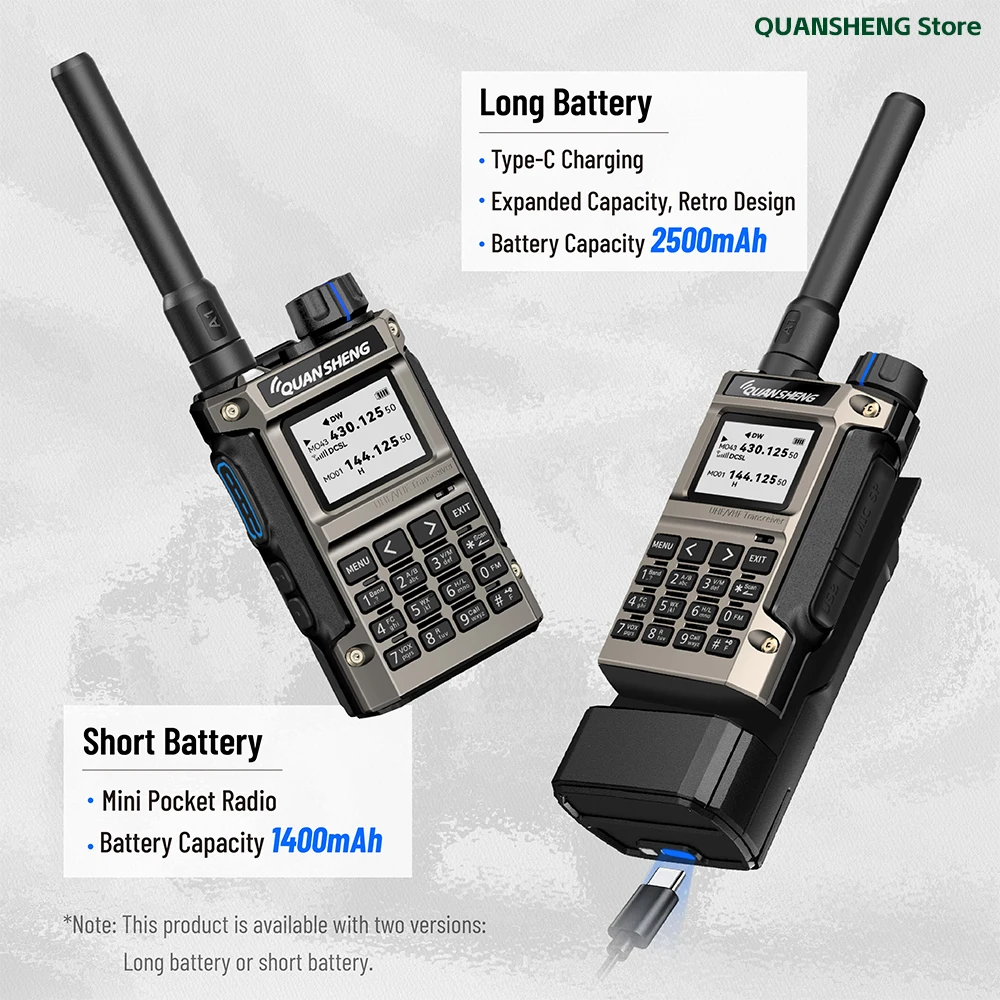 Quansheng UV K1 8 جهاز اتصال لاسلكي صغير طويل المدى التخييم الطوارئ FM AM هام الاتصالات جهاز الإرسال والاستقبال اللاسلكي مجموعة لاسلكية