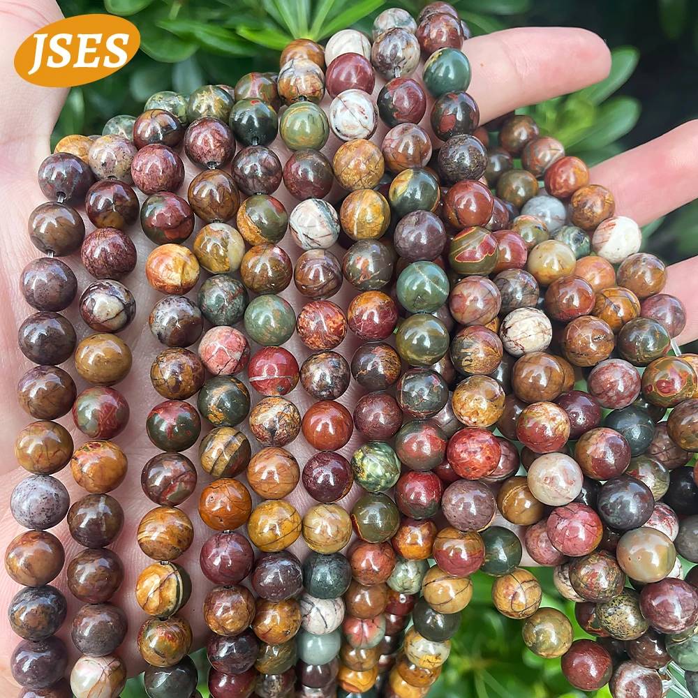 Natural Picasso Jasper Strand Beads para Fazer Jóias, A Plus, Pulseiras, Acessórios DIY, Presente, Atacado, 4mm, 6mm, 8mm, 10mm, 12mm