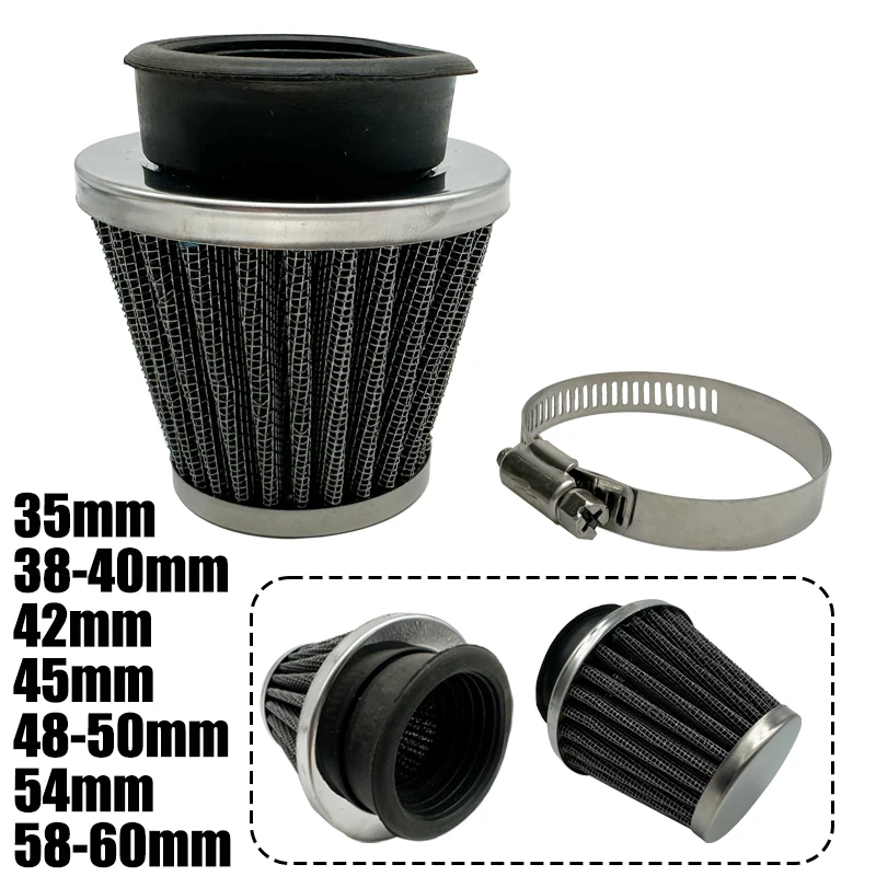 

Воздушный фильтр для мотоцикла, 35-60 мм, высокий расход, мотоцикл, квадроцикл, велосипед для грязи, зажимные фильтры воздухозаборника, конический очиститель для грязи с прямой головкой