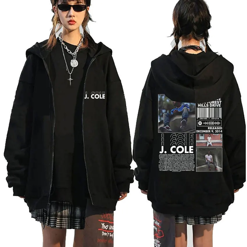 

Hot New Rapper J Cole 2014 Forest Hills Drive Print Zipper Hoodie Men's Hip Hop Oversized Zip Up Jacket Men Zip Up Sweatshirt