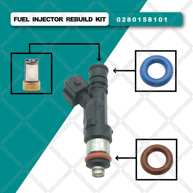 

4 set Fuel Injector Service Repair Kit Filters Orings Grommets For 0280158101 Fit Chevrolet Optra Design Lacetti 96487557 EV14