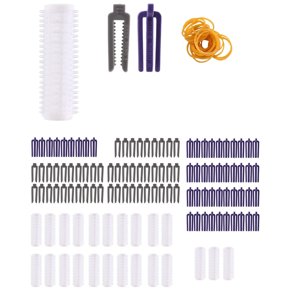 At17 tamanho pequeno 24 pçs/set salão de beleza náilon gancho & loop rolos de cabelo conjunto raiz permanente hastes barras rolos com clipes & elásticos