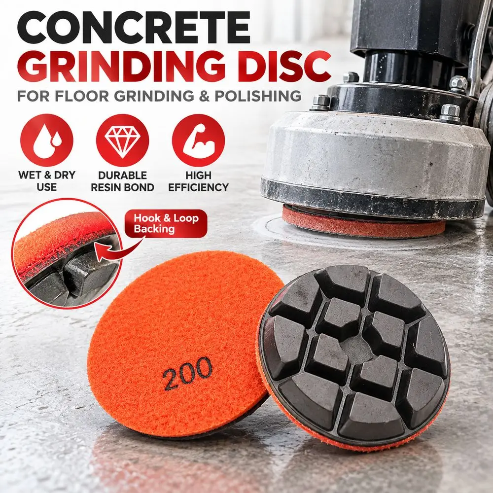 Hook and Loop Backing Concrete Grinding Disc Durable Thickened Diamond Grinding Pad Wet Dry Use Floor Polishing Pad
