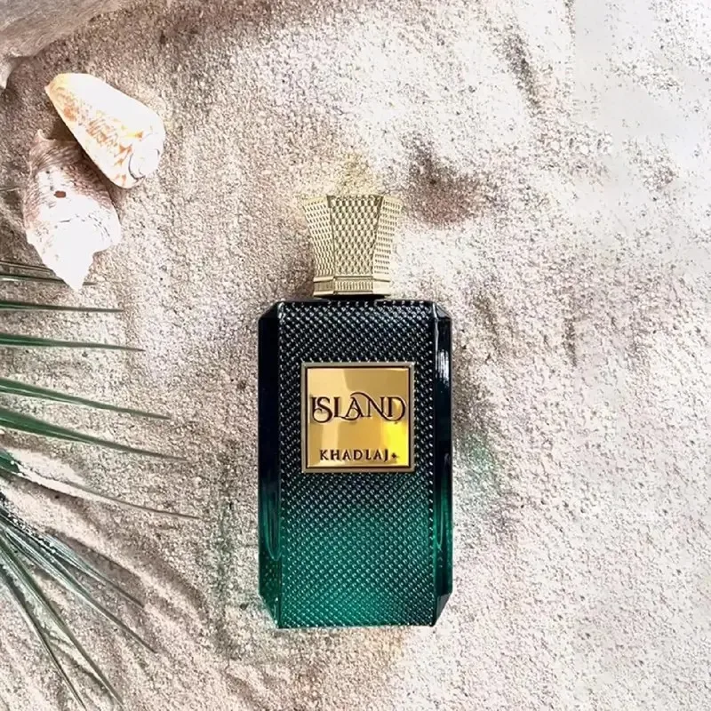 Khadlaj Island Eau de Parfum، تصميم زجاجة رائعة، رائحة آسر، عطر للجنسين للرجال والنساء #5