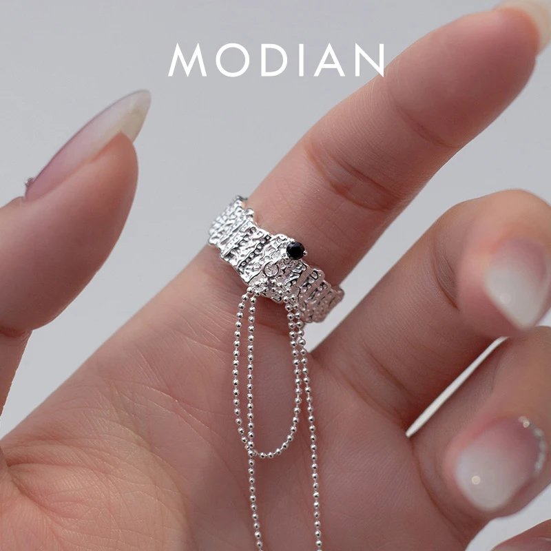 

MODIAN 925 Sterling Silver Elegant Geometric Open Size 6-8 Finger Ring Platinum Plated Stackable Fashion For Women Fine Jewelry