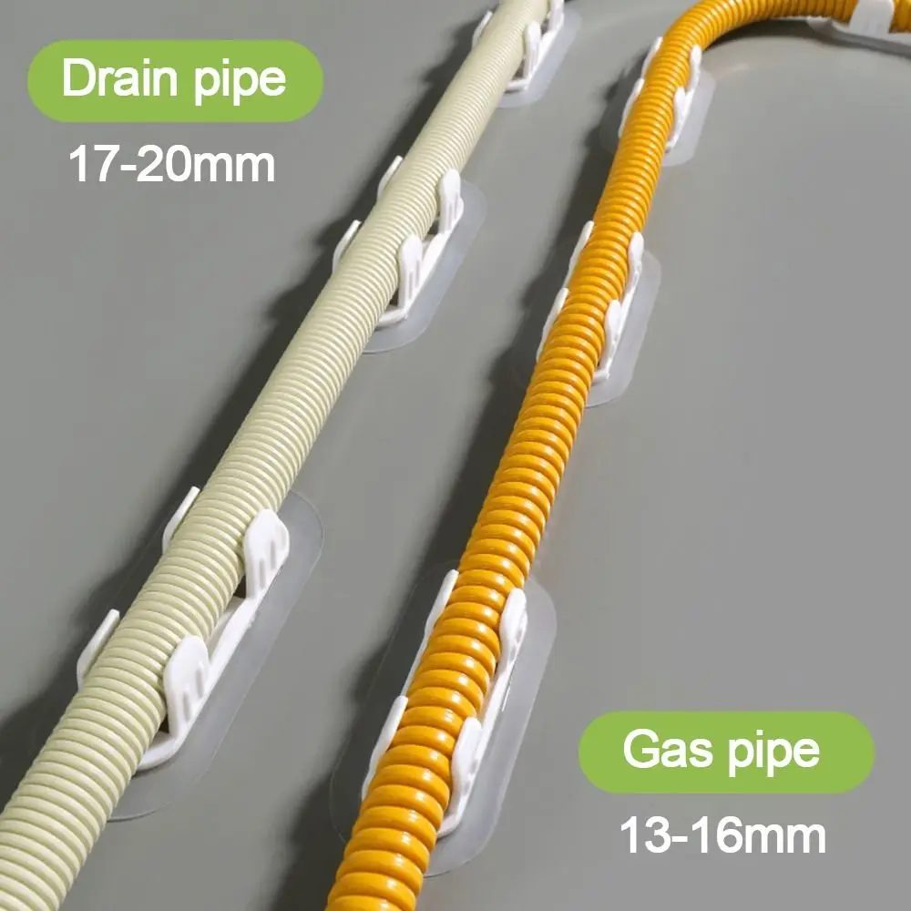 5pcs Plastic Pipe Clamp Hooks Self-adhesive Cable Clips Wiring Hose Clamp Pipe Support Fasteners Pipe Mounting Fix