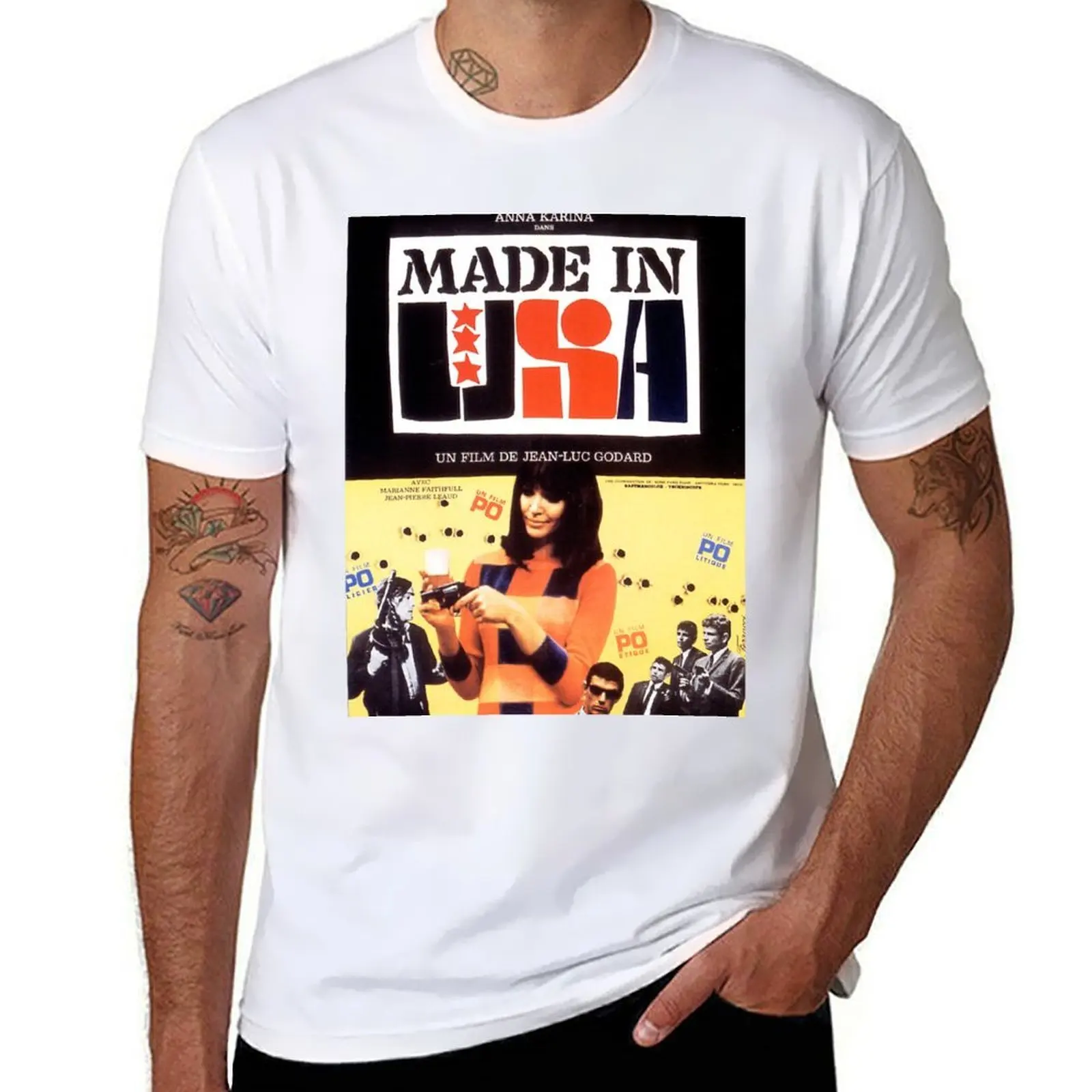 

Made in USA - Jean-Luc Godard / Anna Karina T-Shirt man t shirts cotton essential t shirt T-Shirt