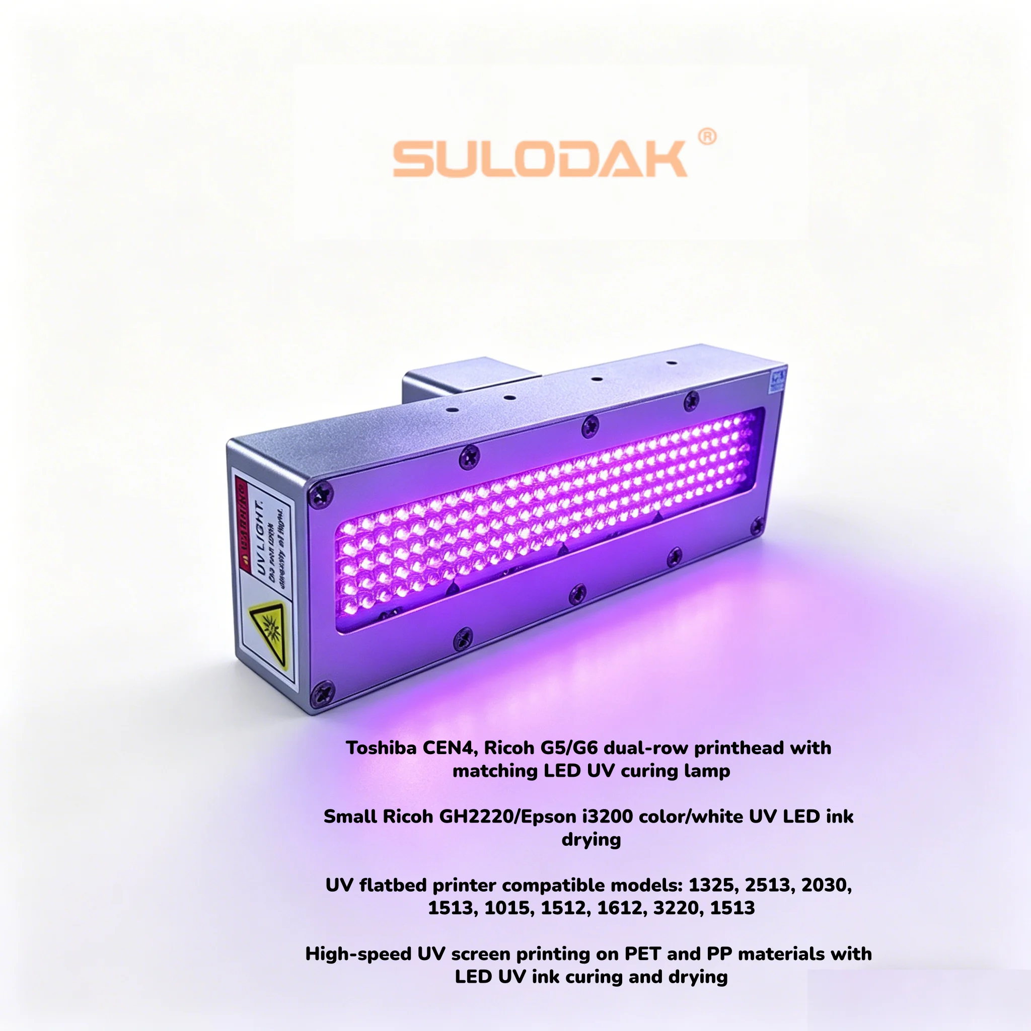 LED Curing Lamp 395nm Water Cooling For Toshiba CEN4 Ricoh G5 G6  I3200 PET PP Screen Printing Cylindrical Bottle Drying