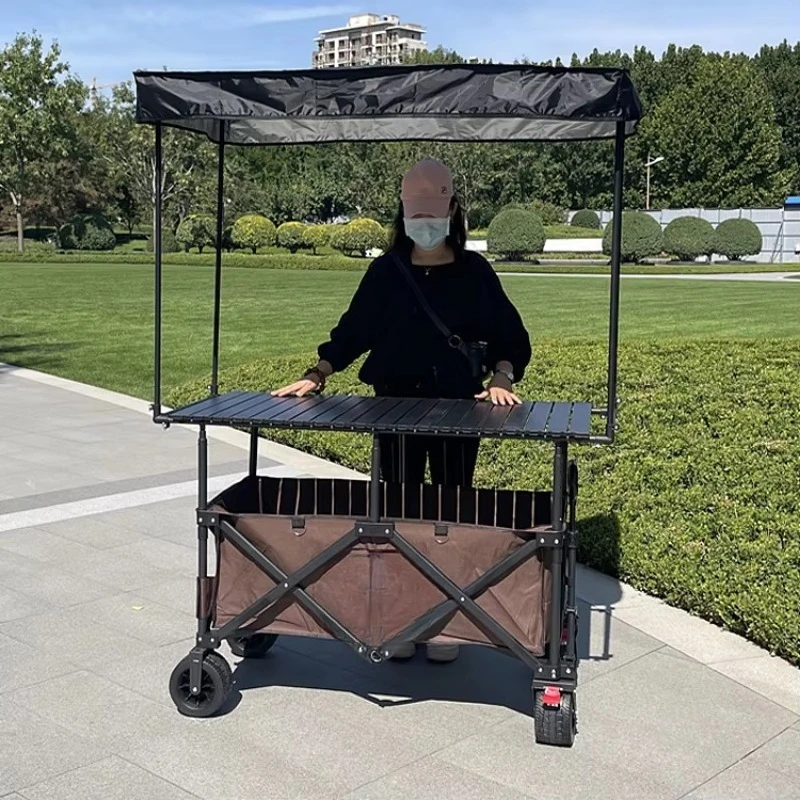 Large capacity adjustable height triangle tent folding cart street stall night market snack cart cart