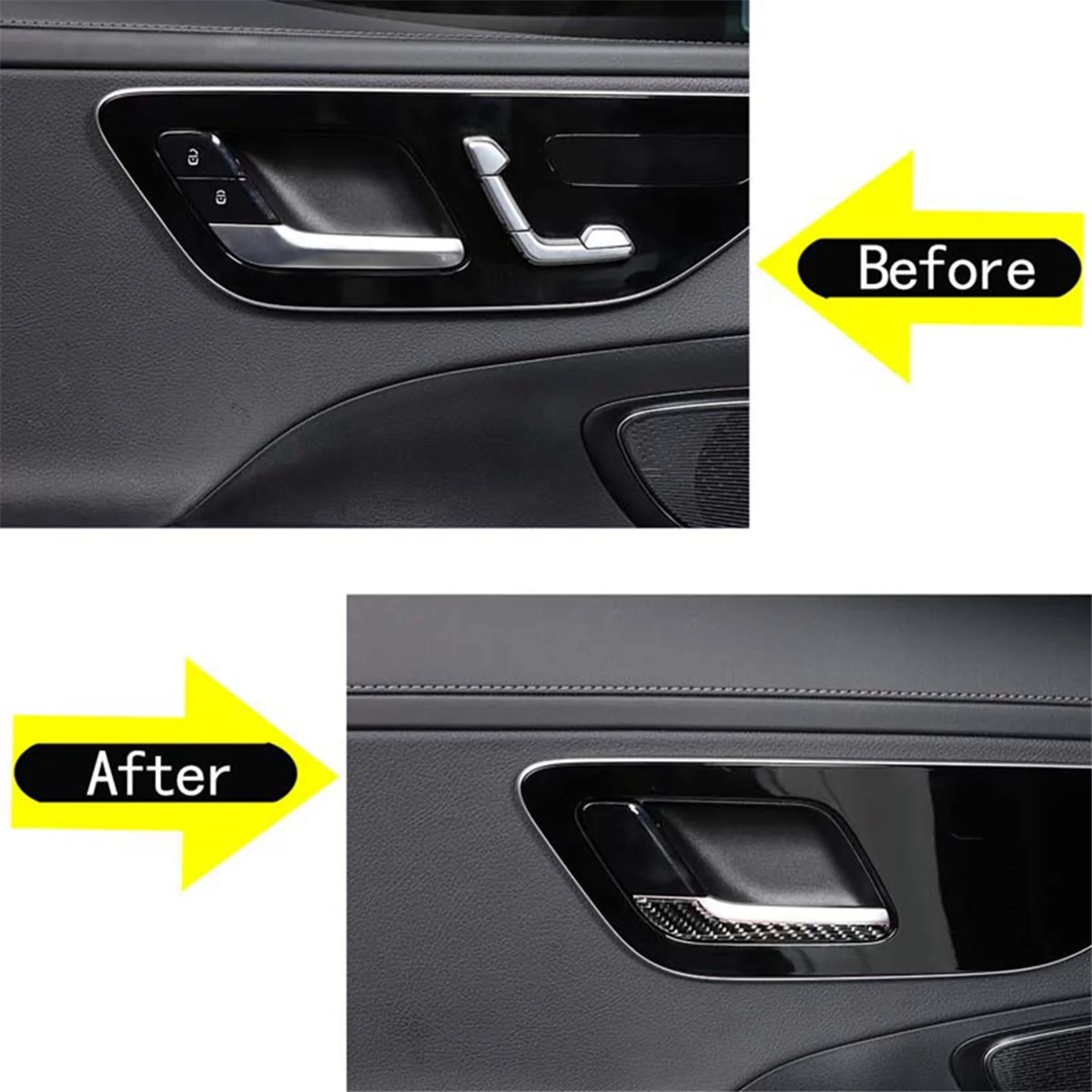 Clássico para mercedes-benz c-class w206 2022 2023 fibra de carbono macio maçaneta da porta interna do carro capa guarnição acessórios interiores