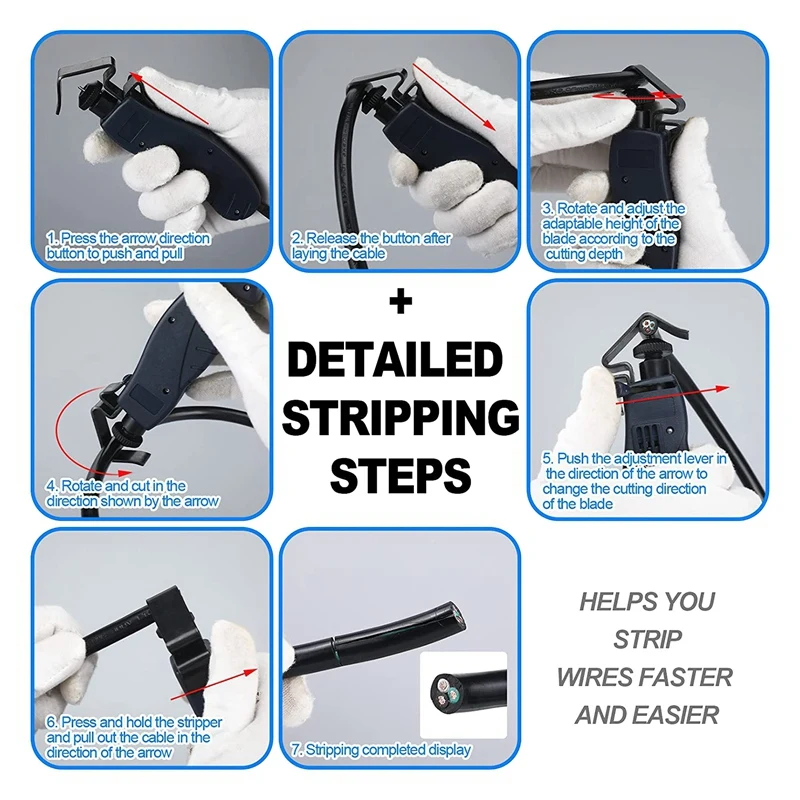 Устройство для зачистки кабеля для быстрого и точного удаления втулки кабеля, плавная резка без повреждения ядра, 0,18-1 дюйм