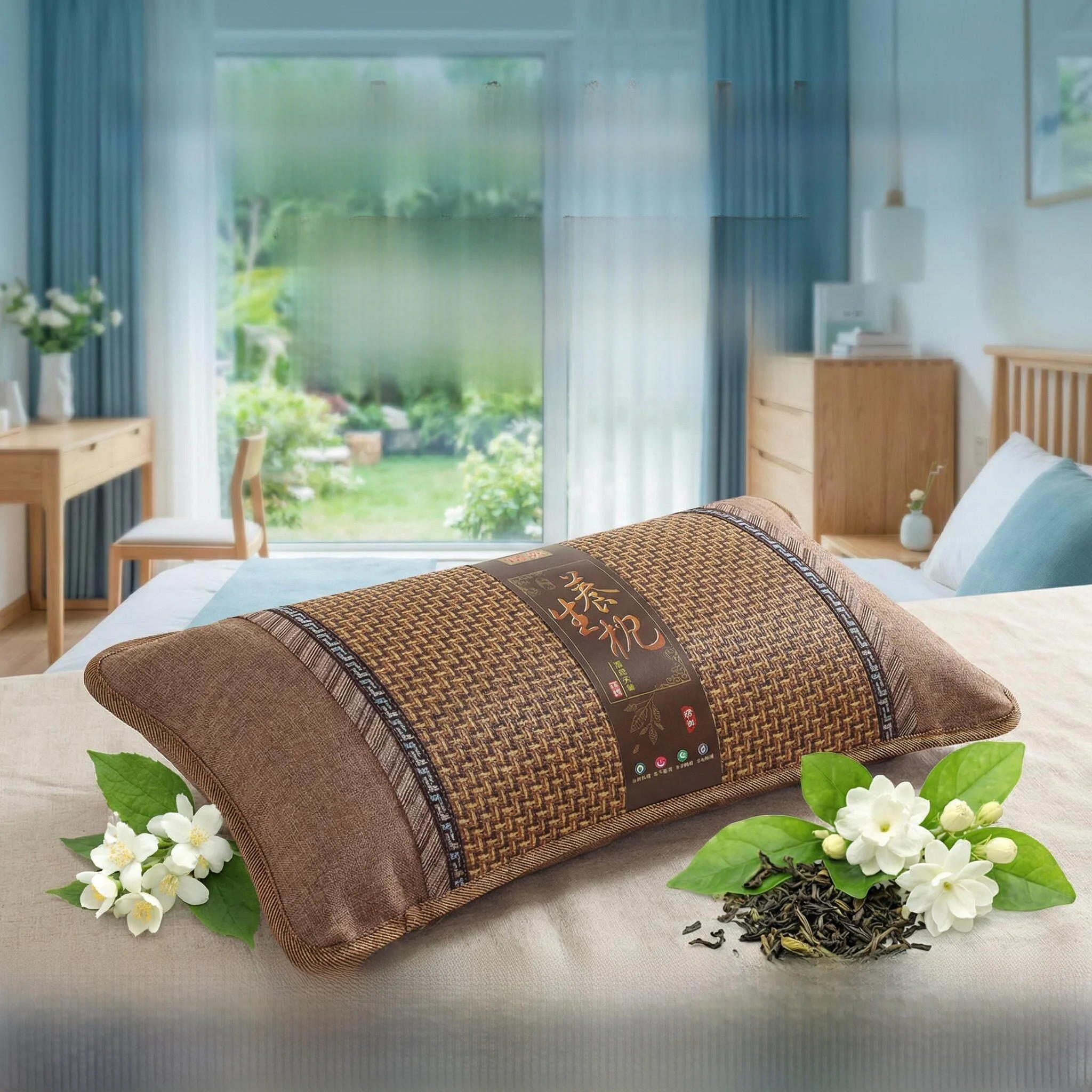 

Summer Ice Vine Tea Pillow Cooling Sleep Aid Single Person Dormitory Use Pair Pack Hard Support Shape Bedding Acces...