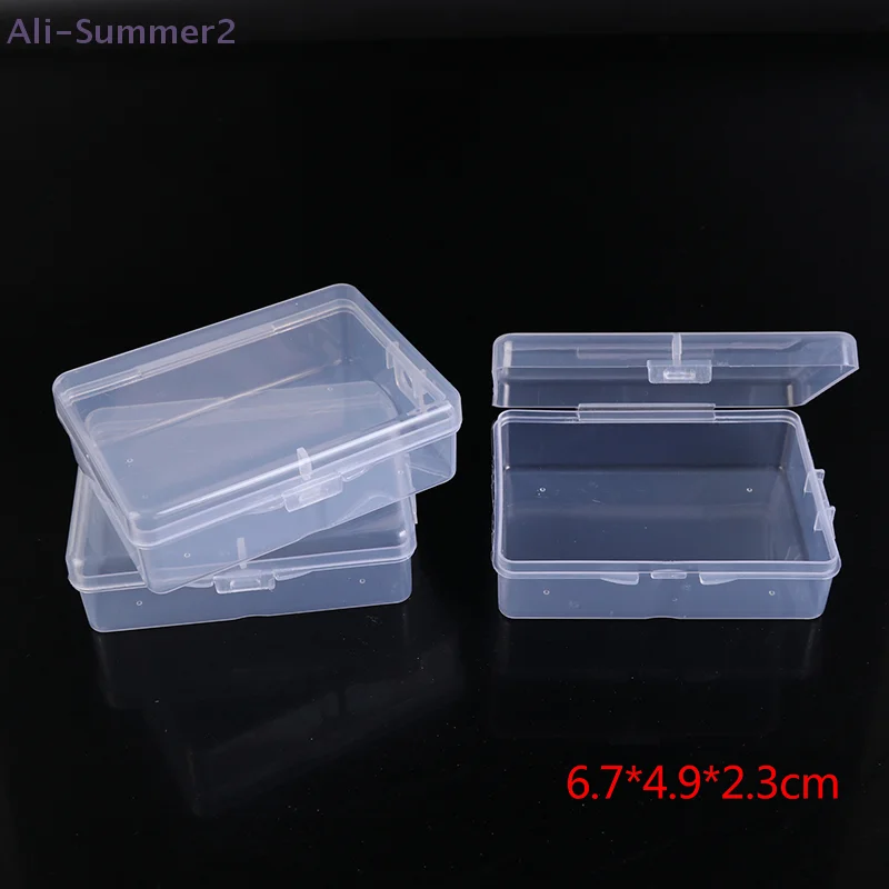 10Pcs Clear Storage Box Rectangle Plastic Earplugs Bead Jewelry Case Container