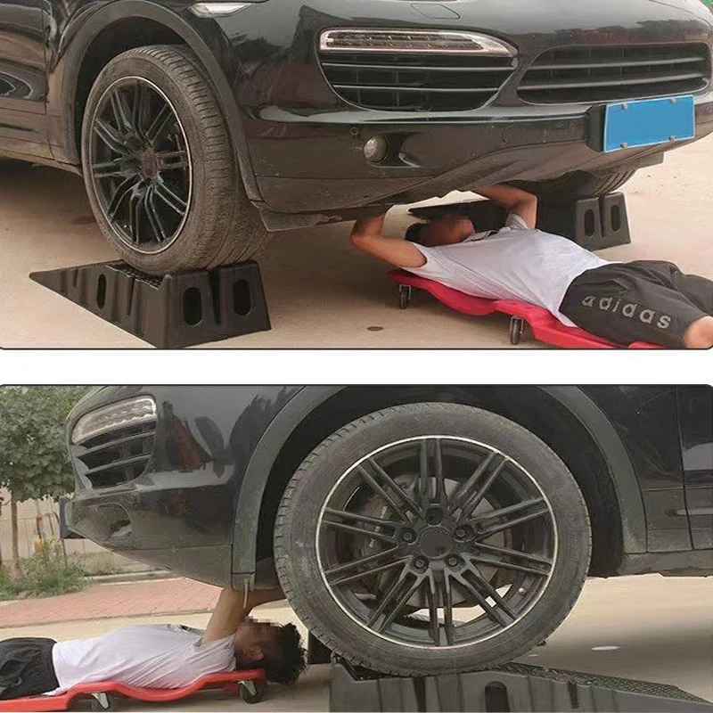 الثقيلة منحدرات السيارات عدم الانزلاق العمل البلاستيك دعم 2 قطعة تحميل 2500 كجم أدوات صيانة السيارات المنحدر مجلس سلم جاك رفع أدوات #4