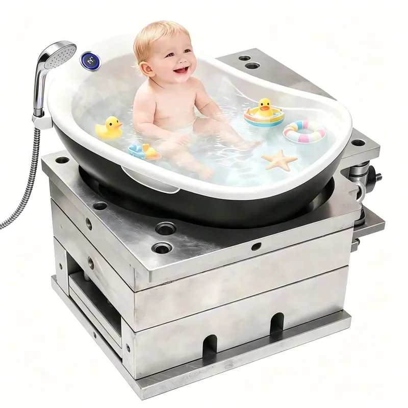 Ergonomic Plastic Baby Bathtub Mold Non Slip Bottom Design For Household Infant Bath Product Manufacturing Durable Material
