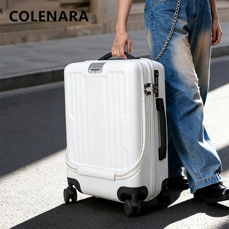 

COLENARA 20Inch Student Suitcase ABS + PC Trolley Case Women's Boarding Box Cart Type Travel Bag with Wheels Rolling Luggage
