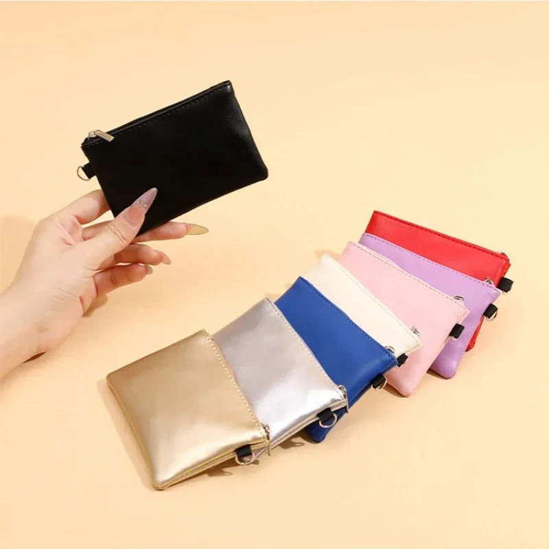 Mini monedero de cuero PU para hombre y mujer, tarjetero delgado de Color sólido, billetera de bolsillo para monedas, tarjetero, bolsas
