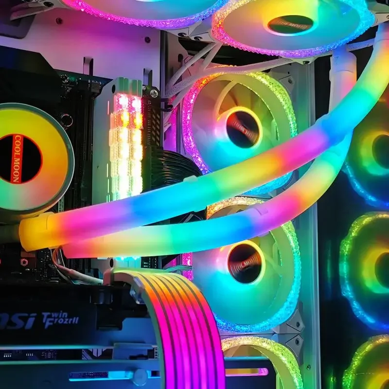 Computer Water Cooling ARGB Tube Synchronous DIY Cabinet Gamer Decorative Neon Pipe for AIO CPU Cooler AURA SYNC