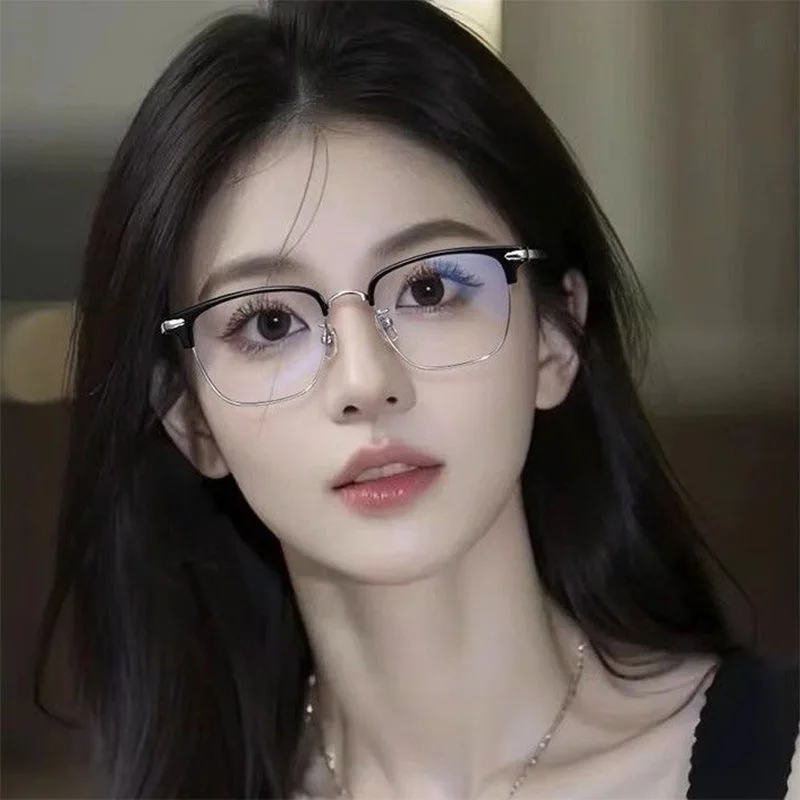 

Trend Men’s Half Frame Myopia Glasses Blue Light Blocking Transparent Near Sight Eyewear Minus Diopter Eyeglasses for Men Women