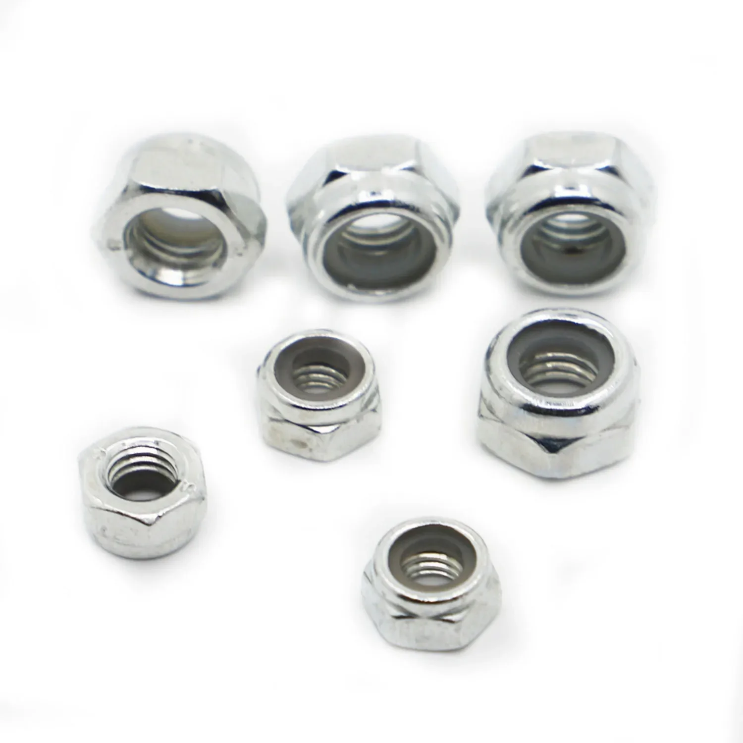 M2 M2.5 M3 M4 M5 M6 M8 M10 M12 M16 DIN985 Zinc-plated Carbon Steel Self-locking Nut Nylon Lock Nut Locknut Slip Nylon Hex Nut