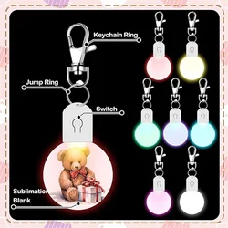 10 Pcs LED Sublimation Blank Keychain Acrylic Lighted Transfer Round/Rectangular DIY Keychain
