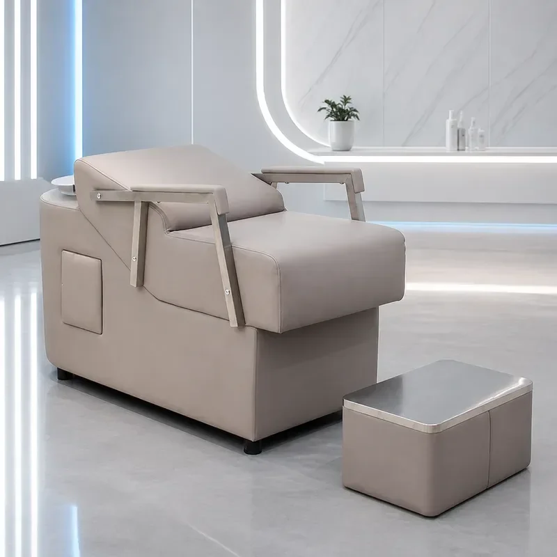 Bojo Semi Reclining Shampoo Bed with Ceramic Deep Basin for Hair Washing Station