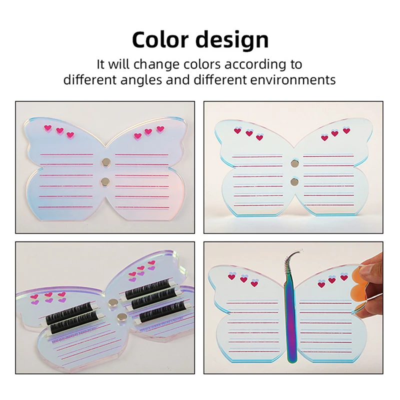 1PCS Acrylic Eyelash Extension Holder Butterfly Acrylic False Eyelash Organizer Board For False Lash Display Pallet Makeup Tools