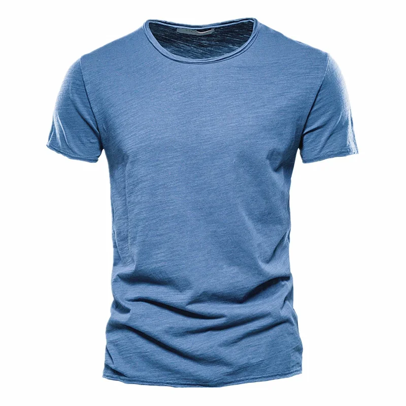 Hoge Kwaliteit Effen Kleur T-shirt Mannen Casual O-hals Top Tees Mannen Zomer Nieuwe Klassieke 100% Katoenen T-shirt Voor Mannen