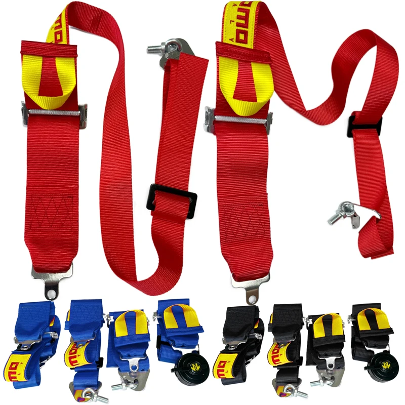 New JDM Car Universal 4-Point Racing Seat Belt Sports Car Seat Belt Protector Car Modified Racing Seat Belt Harness Safety Belt