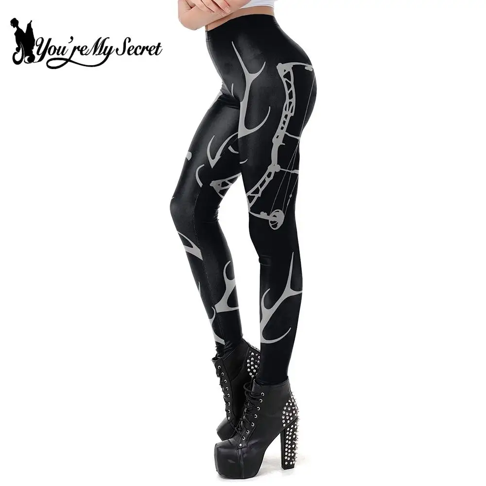 

[You're My Secret] Xmas Women Leggings Branch Pattern 3D Print Bucks Slim Leggings Gothic High Waist Women Fitness Pencil Pants