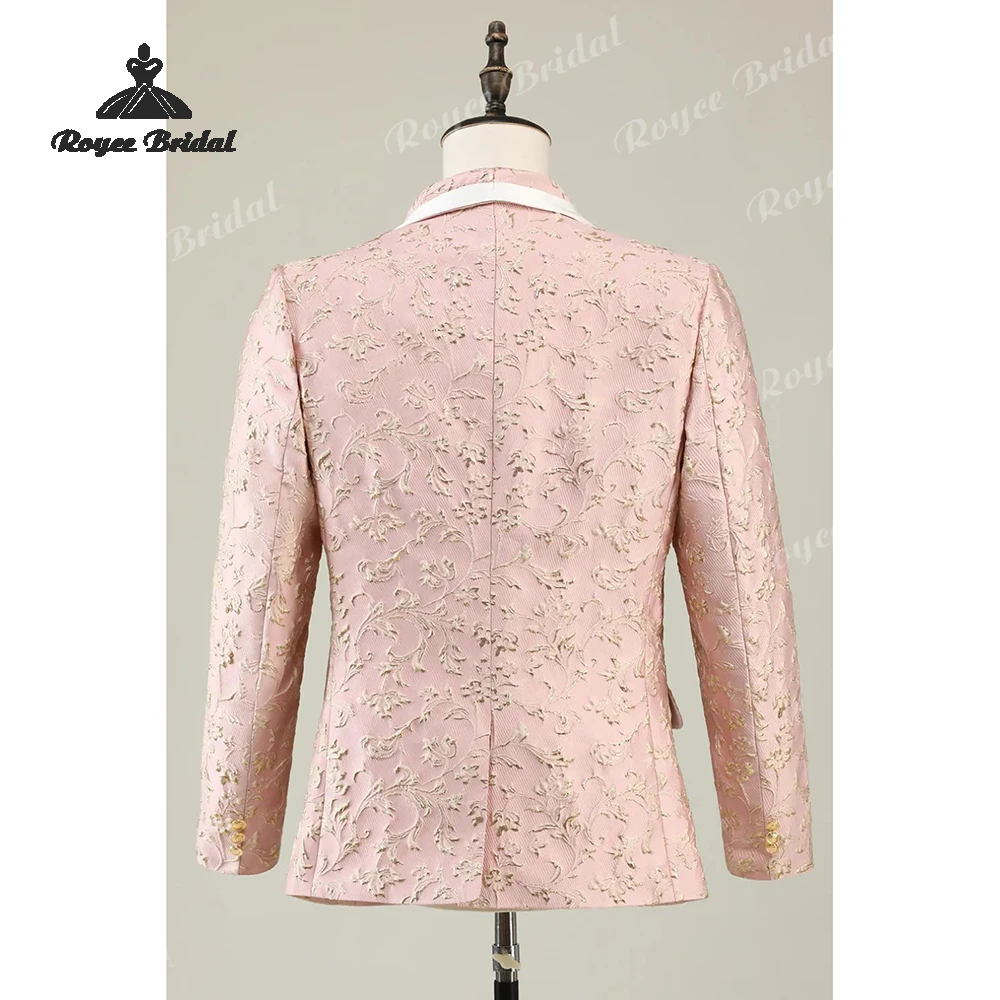 Garnitur męski żakardowy dwuczęściowy jednorzędowy na wesele 2026 z klapami szalowymi, garnitur wieczorowy szyty na miarę trajes para hombre