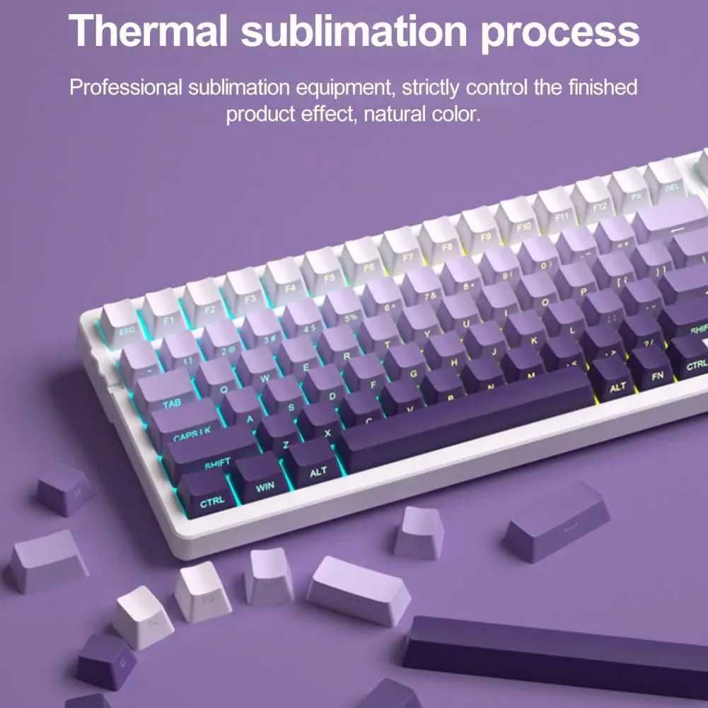 

1 Set Lavender-Purple Colored Keyboard Key Caps Set Waterproof PBT Keyboard Caps 108 Keys No Fingerprints Computer Replacement K