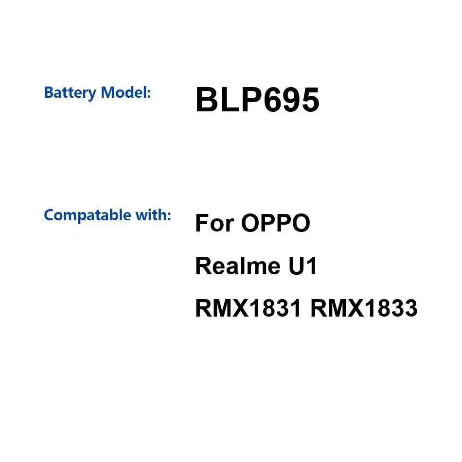 

Аккумулятор мобильного телефона для Oppo Realme U1 RMX1831 RMX1833 BLP695 Надежная мощность 3500 мАч Длительная производительность