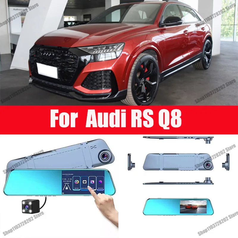 

For Audi RS Q8 Camera Car Touch Screen Video Recorder Rearview mirror Dash Cam Front and Rear Camera Mirror DVR