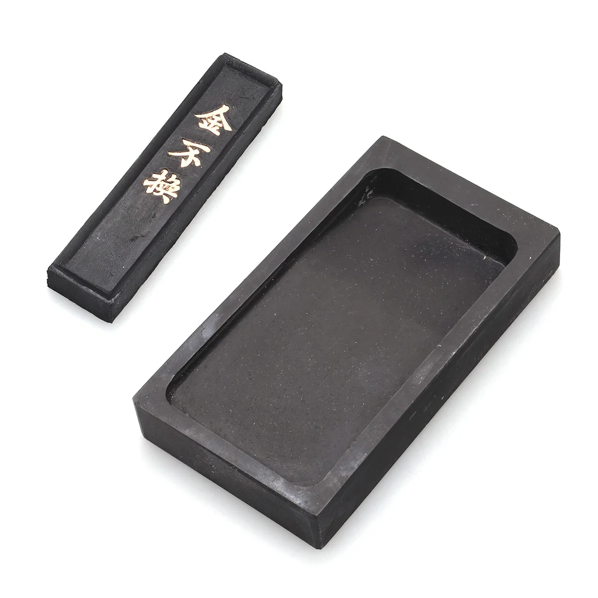 2 Pcs Traditional Calligraphy Accessory Chinese Inkstone with Inkstick Black Nurse