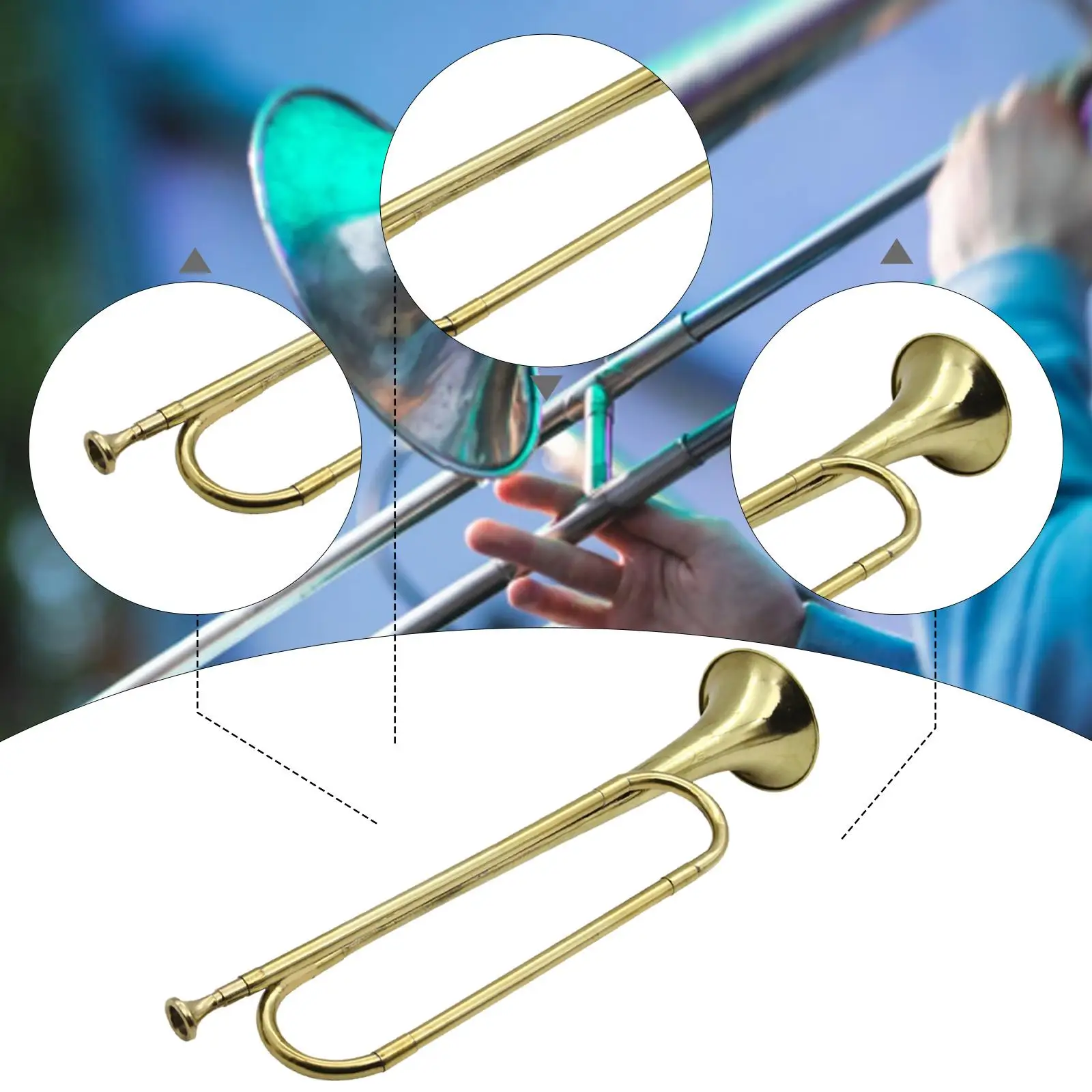 Beginner Trumpet Bugle Brass Musical Instrument Gold Color for Kids Adults Orchestra Marching Band Skill Development