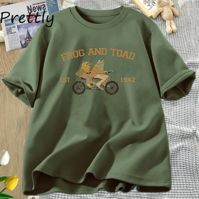 Frog and Toad Graphic T Shirts Vintage Classic Book T Shirt Women Men Casual Short Sleeve T-shirt Cotton Round Neck Tshirt Tops