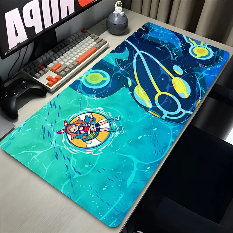 Waves Large Mouse Pad Laptop Japan Anime Gaming Keyboard Rug PC P-pokemon Kyogre Mousepad XXL Kawaii Extended Desk Play Mat