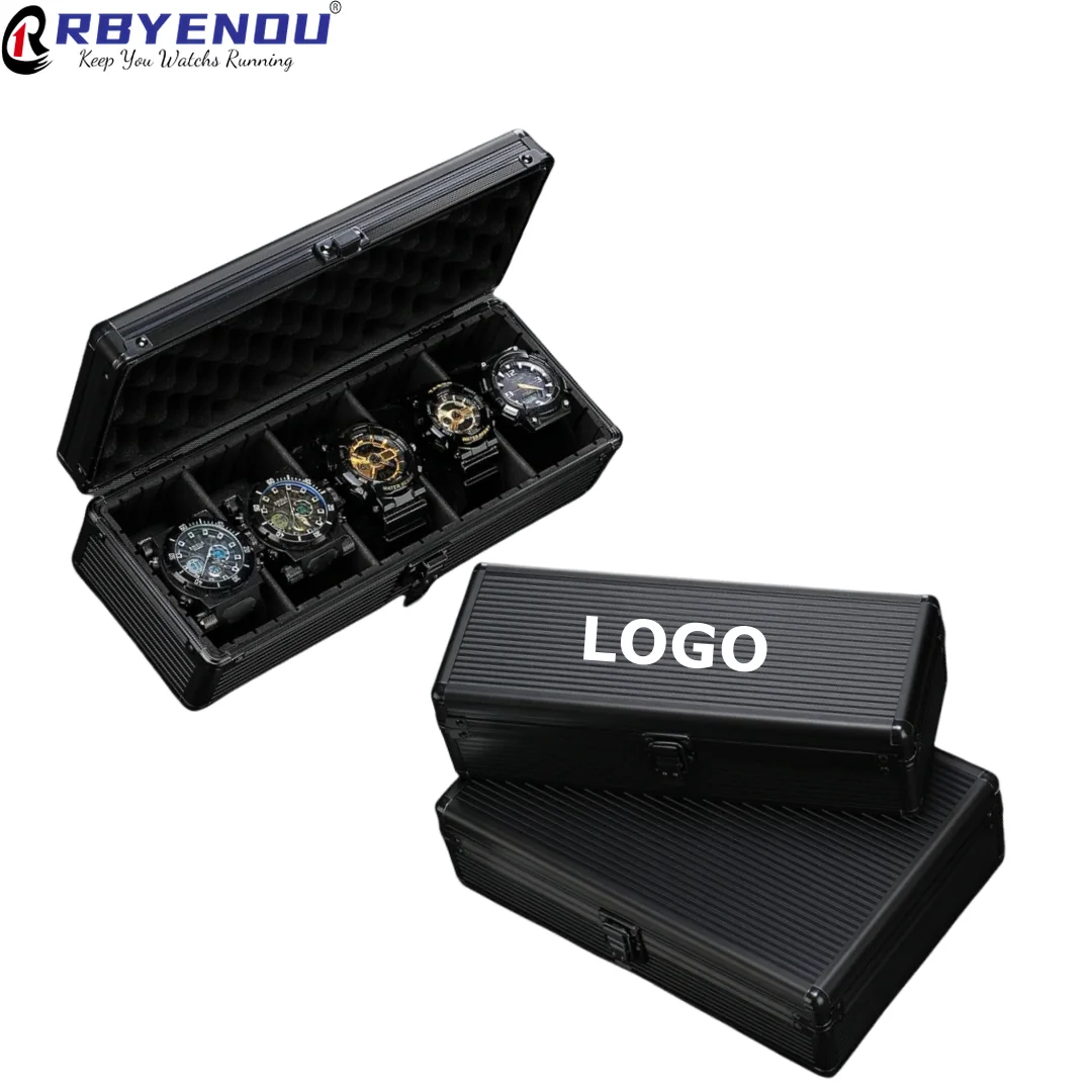 

Free Customizable Logo The Latest Aluminum Alloy Multi Position Watch Storage Watch Box Case Upper Cover Egg Cotton Lower Box